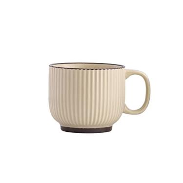 Imagem de GRFIT Caneca Caneca em relevo listrado copo de cerâmica casa beber copo menina xícara de café simples escritório xícara de chá caneca de café (tamanho: latão)