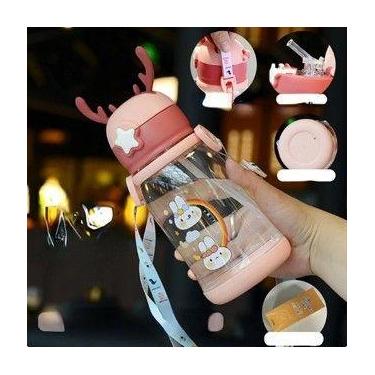 Imagem de 600ml Garrafa De Água Infantil Alce Portátil Criança Garrafinha - NoBr