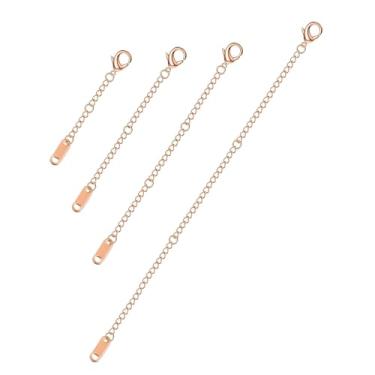 Imagem de 4 extensores de colar, corrente de elos, pulseira banhada a ouro 14K, extensores de tornozeleira, fecho de lagosta, extensão de colar, 6inches, Aço inoxidável, Sem Pedra Preciosa