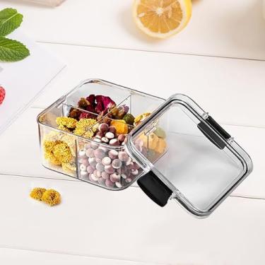 Imagem de Caixa de armazenamento de alimentos com tampa, organizador de plástico para cozinha e despensa para farinha, açúcar, suprimentos de panificação e armazenamento de alimentos secos, compartimento