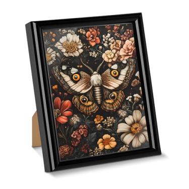 Imagem de Pôster de arte de parede de mariposa gótica mariposas florais Dark Academia imagem impressa para desktop, pintura emoldurada estética bruxa para decoração de mesa de parede de casa de fazenda 15 x 20