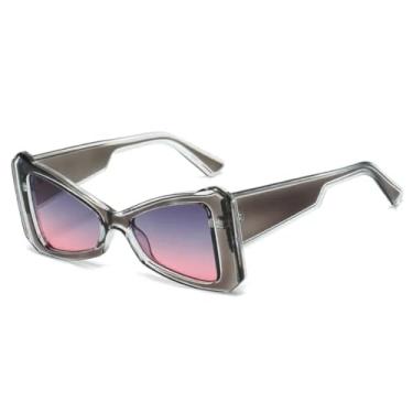 Imagem de VFDHN Óculos de sol retrô femininos, moda roxo vermelho, tons degradê uv400 masculino (cinza, cinza, rosa)