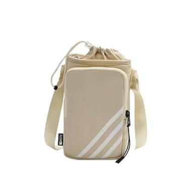 Imagem de Bolsa tiracolo feminina de nylon despojada, pequena, moderna, bolsa de ombro nas axilas, bolsa de mão de viagem com cruz crescente, Bege, Medium