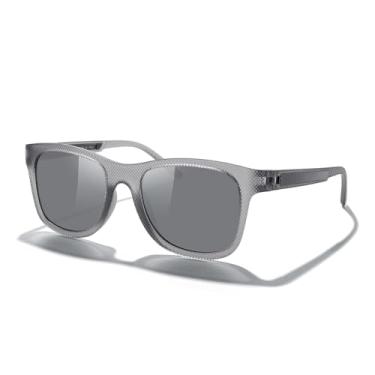 Imagem de Óculos de sol polarizados para amantes de óculos de sol leves TR90 armação quadrada para homens e mulheres, Armação cinza Tra/dobradiça cinza/lente espelhada prateada, Lens Width: 51 Millimeters