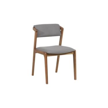 Imagem de Cadeira de Jantar Madeira Estofada Santorini Oppa Design - Avelã e Tecido Cinza Avelã