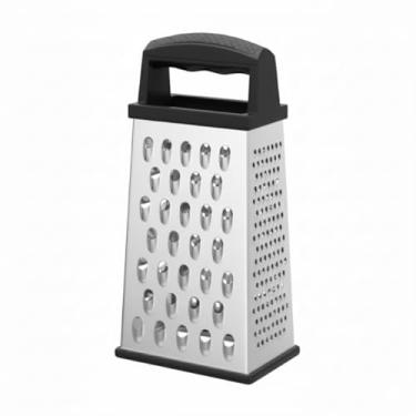 Imagem de Ralador Multiuso Manual em Inox 4 Faces Multicorte Com Alça PRETA Cozinha Legumes Queijos Verduras Frutas Chocolates