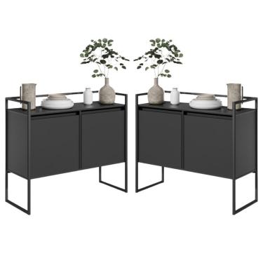 Imagem de Jogo 2 Aparador Industrial 2 Portas Preto