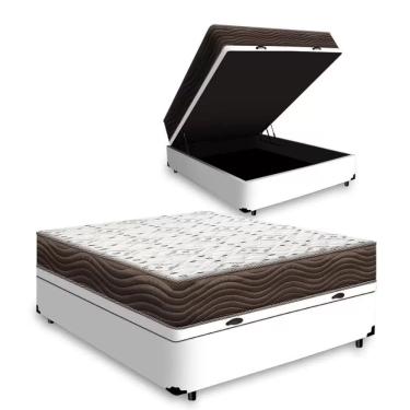 Imagem de Cama Box Baú Casal Branco Colchão ISO 150 D45 - Ortobom