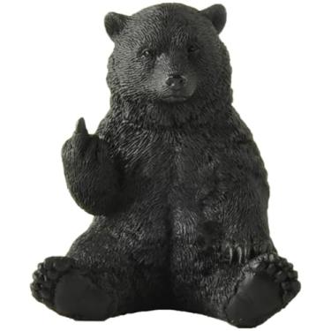 Imagem de JFSM INC. Material de meia de férias, urso preto levantando o dedo médio, decoração divertida e hilária - presentes para amantes de urso, decoração temática de cabana, decoração de caverna masculina