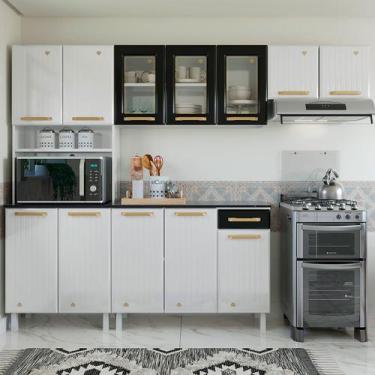 Imagem de Cozinha de Aço Completa Diamante 12 Portas 1 Gaveta Branco/Preto 81848