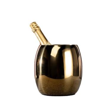 Imagem de Balde de gelo de aço inoxidável bicamada preservação do calor isolamento frio bonito KTV champanhe vinho tinto cerveja gelo bloco de gelo balde comercial (dourado)