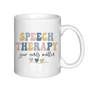Imagem de ignytiger Caneca de café para presentes de fonoaudiologia, inspiração SLP Speech Language Pathologist Gifts Ceramic Tea Cup Canecas 325 ml, presente de formatura Your Words Matters Canecas de café
