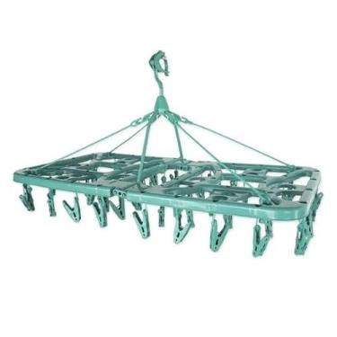 Imagem de Varal de Roupas Íntimas Dobrável com 48 Prendedores Resistentes Ideal para Meias Lingerie e Peças Delicadas Uso Interno e Externo Econômico e Compacto (Verde)