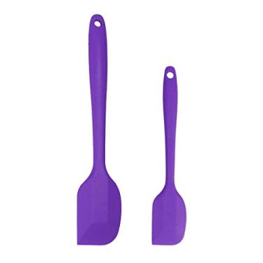 Imagem de uxcell Conjunto de espátulas de silicone, 2 peças, espátula antiaderente para cozinha resistente ao calor, para cozinhar, assar e misturar roxo