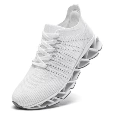 Imagem de Tênis de corrida masculino Blade Fashion Tênis respirável para caminhada esportivo, Branco, 37