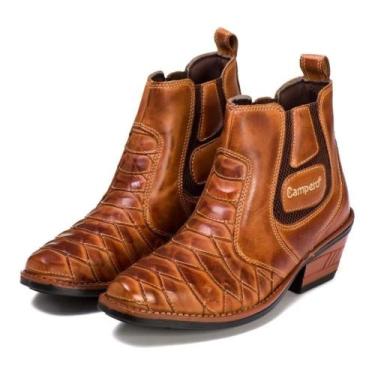 Imagem de Bota Country Masculina Couro Cano Curto Elástico Confortável - Campero