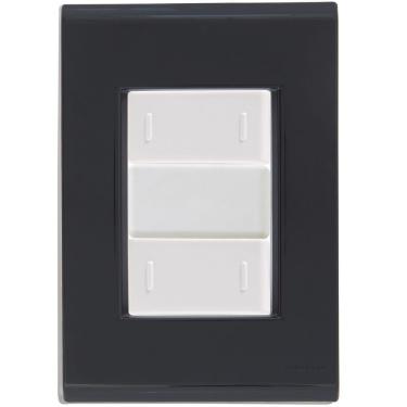 Imagem de Cj Placa Dois Interruptor Duplo Liz Grafite Tramontina Completo Pronto Tramontina