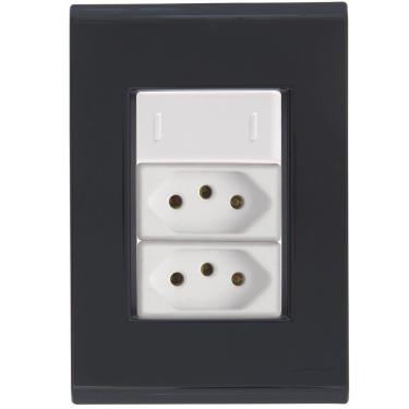 Imagem de Cj Interruptor E Duas Tomadas 10a E 20a Liz Grafite Tramontina Completo Pronto Tramontina