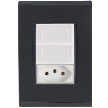 Imagem de Cj Dois Interruptor Duplo E Tomada 20a Liz Grafite Tramontina Completo Pronto Tramontina