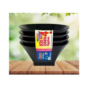 Imagem de Kit 4 Tigela Pote Plástico Cumbuca Petiscos Sobremesa 500Ml - Keita