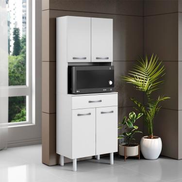 Imagem de Armário Cozinha Paneleiro 61cm Microondas Joseane Branco A09 - D'rossi