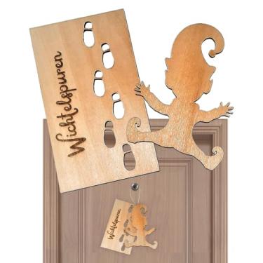 Imagem de Pegadas de estêncil de gnomo, decorações de Natal internas | decoração de férias de janela de madeira, estênceis de pegada para pisos, paredes e decorações