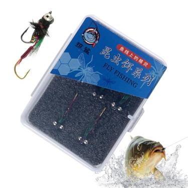 Imagem de Iscas de com mosca de robalo - 5 x iscas artificiais de truta com gancho | Iscas de baixo realistas, acessórios de práticos para Trevally e truta