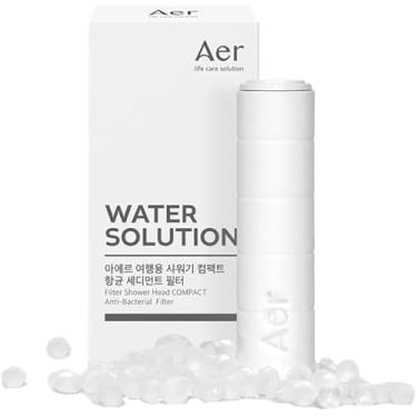 Imagem de Conjunto de mini chuveiro Aer Travel com filtro | Kit de chuveiro portátil compacto com spray de alta pressão, redução de cloro e cálcio | Inclui filtros e bolsa à prova d'água (filtro 2EA)