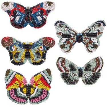 Imagem de WEBEEDY Remendos coloridos de borboleta de strass, 5 cores, aplique de borboleta, remendos de contas de cristal costurados em apliques, enfeites bordados de insetos para chapéu, jaquetas, jeans,