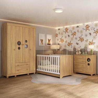 Imagem de Quarto de Bebê Completo com Berço Americano 3 em 1 Bombom Multimóveis 