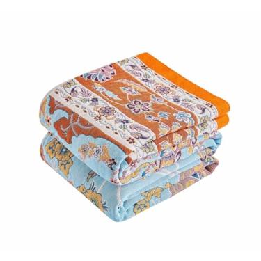 Imagem de Tvqbxp Cobertor Boho 228,6 cm x 248,9 cm cobertor de outono para cama, colcha de musselina 100% algodão com estampa floral, decoração rústica vintage de casa de fazenda cobertor de cama reversível