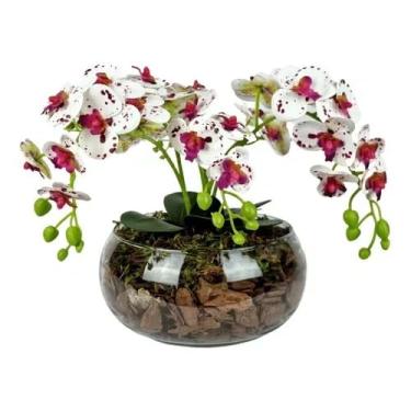 Imagem de Arranjo de Orquídea Artificial Decorativa 35cm – Centro de Mesa Elegante para Sala e Escritório(Tigre)