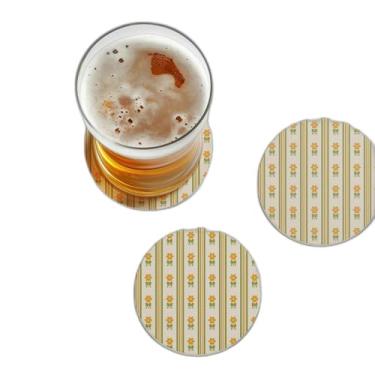 Imagem de Porta Copos Com Ilustração Personalizada Flores Coquette Arcos Listrados - Tamanho 10.5x10.5 cm