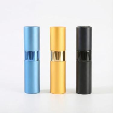Imagem de Frasco atomizador de perfume spray de 8 ml para viagens, dispensador de colônia recarregável, pacote com 3, Preto + azul + dourado