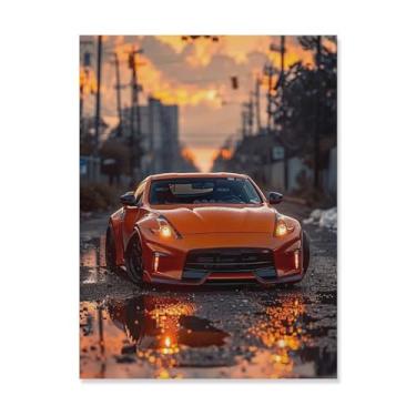 Imagem de HouLaiZhe 350z Jdm carro avião pôsteres pôr do sol lona parede estética decoração de sala de parede impressões galeria sala decoração de parede para quarto sala de estar escritório 18 x 24 polegadas