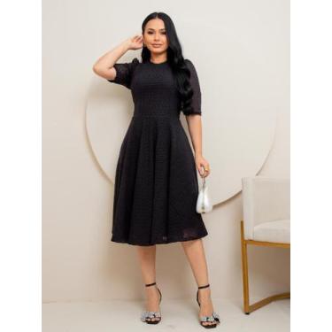 Imagem de Vestido Midi de Festa Casamento Civil Noiva Formatura Godê Evangélico 