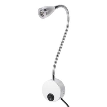 Imagem de Asixxsix 2 conjunto de luz de leitura LED montada na parede, 3W 3000K luz quente luz noturna com pescoço de ganso flexível e cabeça rotativa de 360° para dormitório escritório quarto (Plugue dos EUA)