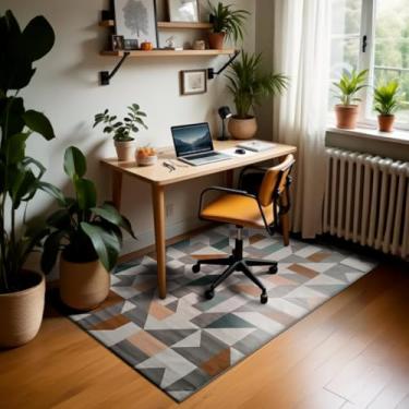 Imagem de 1 Tapete Escritório Grande Antiderrapant 100X150 Js Do Zi 10 (M35 Taupe Bege - Geométrico Abstrato Moderno)