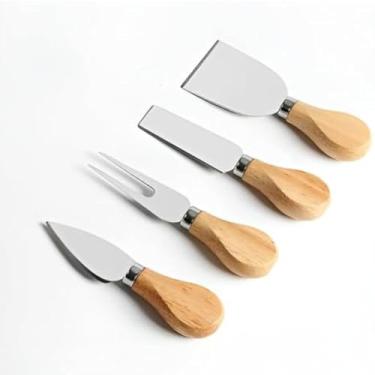 Imagem de Jogo para cortar queijos, facas, espatula, inox, utensilio de cozinha,elegante