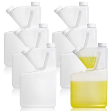 Imagem de ZEAYEA Pacote com 6 frascos medidores de plástico de 500 ml com tampas, copos medidores portáteis à prova de vazamento para líquidos, óleo, bebidas, recipientes graduados de HDPE para facilitar o