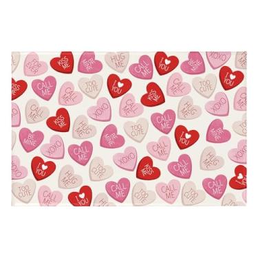 Imagem de Wnoesat Tapete de entrada de dia dos namorados, tapete de porta para conversa, coração, coração, 2 x 3, decoração de casa, pequeno, antiderrapante, tapete frontal, lavável, para sala de estar, quarto