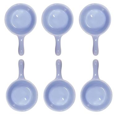Imagem de Pirhosigma 6 peças de porcelana molho de soja tigela de lanche tigela de sobremesa tigelas de salada cerâmica molho de açúcar prato de 29 g com alça para jantar, assar, churrasco e cozinhar roxo claro