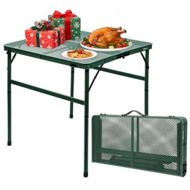 Imagem de Mesa dobrável quadrada E EASTSTORM Fácil de guardar, portátil e compacta para piquenique, churrasqueira, acampamento ao ar livre, jardim, pátio, jantar, churrasco, festa, mercado e cartão, 69 x 69 cm
