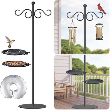 Imagem de Gancho de pastor atualizado de 188 cm para alimentador de pássaros, planta suspensa no chão, suporte de sino de vento, metal à prova d'água e suporte de poste de altura ajustável para lanterna e