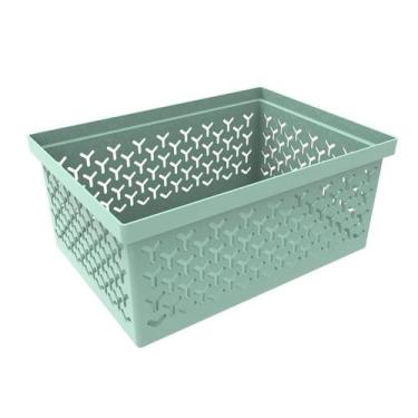 Imagem de Caixa Organizadora Crippa Cesto Médio Verde Menta Escritório Banheiro 