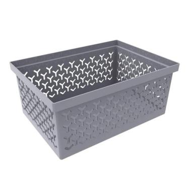 Imagem de Cesto Organizador Crippa Médio Retangular Grafite Escritório Banheiro 