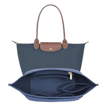 Imagem de LOUKAYCCI Bolsa organizadora de feltro para bolsa Longchamp Le Pliage L (azul escuro, grande)