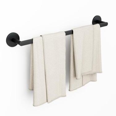 Imagem de WATERLACE Barra de toalha única de 61 cm, suporte de toalha de cozinha de banheiro, 60 cm montado na parede SUS304 de aço inoxidável, toalheiro de banheiro, toalheiro de cozinha único (preto fosco, 61