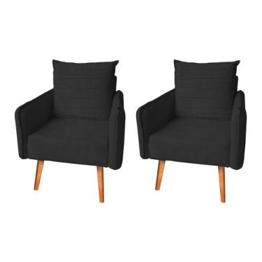 Imagem de Kit 2 Poltronas Mandara Vintage Pés Palilto Suede Preto - CASA TREE, P