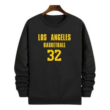 Imagem de Blusa Moletom Gola Basquete Los Angeles Basketball 32 Número - Loja Cl